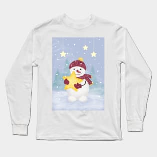 Cute Pastel colors Snowman Holding a Star Long Sleeve T-Shirt